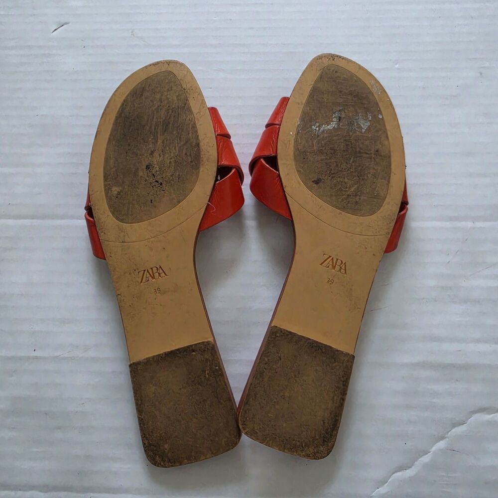 ZARA Women’s Orange Slide Sandals Synthetic Straps Buckle Slip On EU 39 US 8.5 - Picture 6 of 8